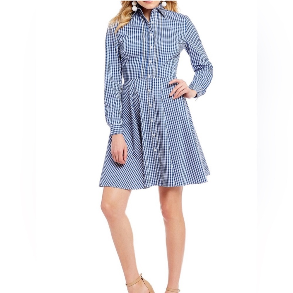 Cremieux Blue & White Gingham Button-Down Mini Dress